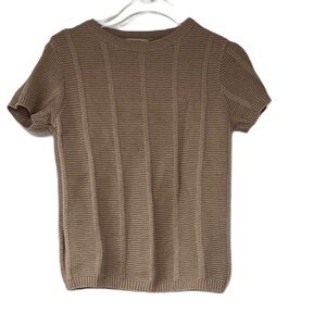 River island mini girls pink shortsleeve ribbed lightweight sweater top size 2-3